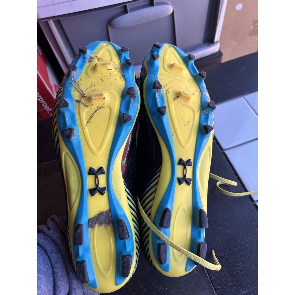 Under Armour Soccer Cleats Mens 12 1227310-002 Black Blue Yellow FG Football - Picture 7 of 7
